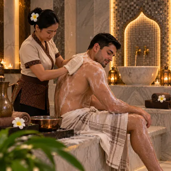 Moroccan bath at Loulou Asfar Spa, a spa near you in Abu Dhabi